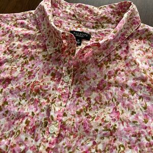 Talbots Floral Button Down Shirt in Pink and Olive